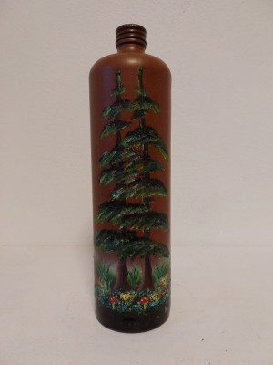 Sticla de ceramica gresie, pictata manual, semnata Koc Klemus 1994, 30cm inaltime foto