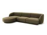 Coltar stanga 4 locuri, Miley, Micadoni Home, BL, 259x155x74 cm, catifea, verde