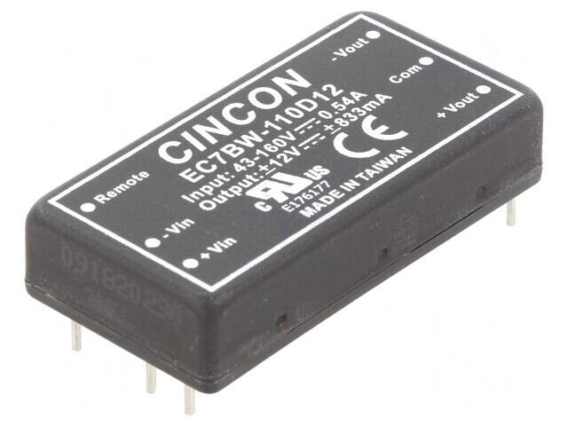 Convertor DC/DC 20W 43-160V la 12V/-12V EC7BW-110D12