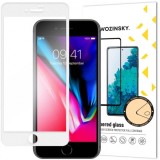 Folie de protectie Ecran WZK pentru Apple iPhone SE (2022) / SE (2020) / 8, Sticla securizata, Full Glue, Alba