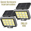 Set 2x Proiector Solar 288 LED, 50W, Senzor Miscare, Telecomanda, 3 Moduri Iluminare, Panou Solar 4.6m, Gradina, Exterior