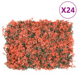 &nbsp;vidaXL Gard din frunze arțar artificiale&nbsp;24 buc roșu deschis 40x60 cm