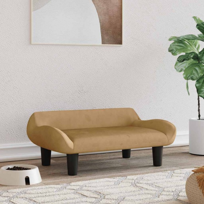 vidaXL Pat de c&acirc;ini, maro, 70x40x24 cm, catifea