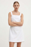 Abercrombie &amp; Fitch rochie din in culoarea alb, mini, drept