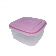 Cutie Alimente Mini Bella I, 750 ml, 10x10x4 cm, Capac Roz, Caserole Depozitare Alimente, Caserole Alimentare cu Capace din Plastic, Caserole din Plas