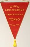 Fanion meci fotbal STEAUA Bucuresti - RIVER PLATE 14.12.1986 (dim. 39x29 cm)-nu este original