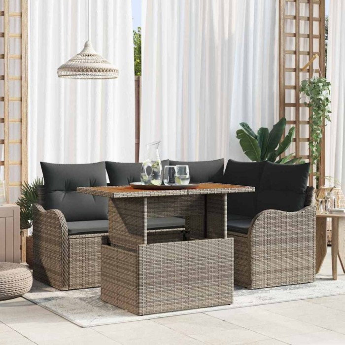 vidaXL Set de canapele pentru grădină 5 pcs Gri 100 x 55 x 73 cm 3349453