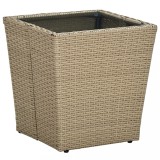 Gossi masa de ceai, bej, 41,5x41,5x44 cm poliratan/ sticla securizata