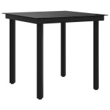 Cumpara ieftin Masa de bucatarie de gradina, negru, 80x80x74 cm, otel/sticla