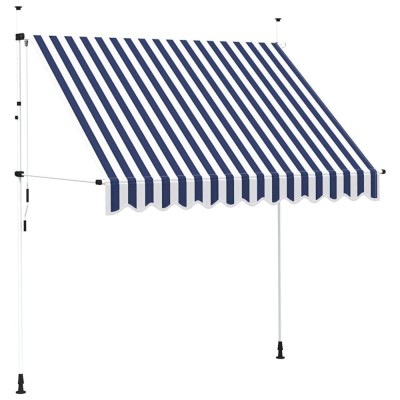 Copertina retractabila manual, dungi albastru si alb, 250 cm foto