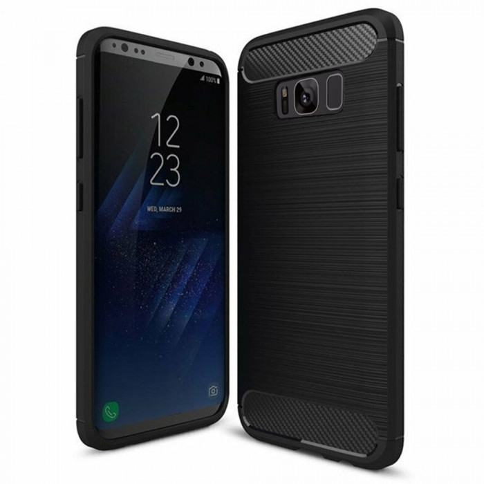 Husa pentru Samsung Galaxy S8 Plus, Techsuit Carbon Silicone, Black