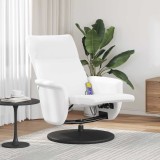 vidaXL Fotoliu de masaj rabatabil, cu taburet, alb, piele ecologică