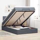vidaXL Pat otoman cu saltea și LED-uri, gri &icirc;nchis, 120x190cm, catifea 3312609