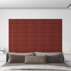 vidaXL Panouri de perete 12 buc. ro?u vin 30x15 cm piele eco 0,54 m? foto