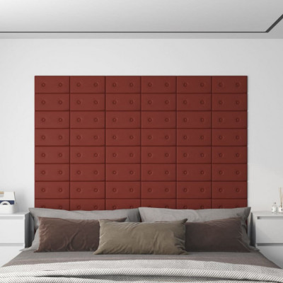 vidaXL Panouri de perete 12 buc. roșu vin 30x15 cm piele eco 0,54 m&amp;sup2; foto