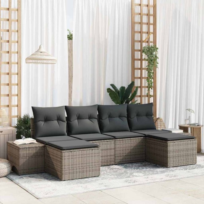 vidaXL Set de canapele pentru grădină 6 pcs Gri 184 x 62 x 85 cm 3355838