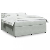 Gossi pat box spring cu saltea, gri deschis, 180x200 cm, catifea