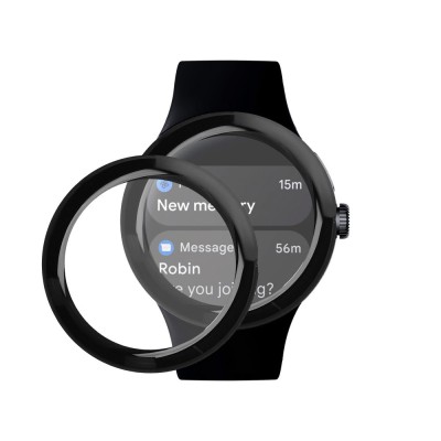 Set 2 Folii de protectie Kwmobile pentru Google Pixel Watch, Transparent/Negru, Polimer, KWM000024WH001C foto