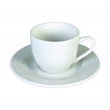 Set 6 cesti de cafea cu farfurie Polis Circles, Tognana Porcellane, 100 ml, portelan, alb