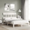 VidaXL Cadru de pat fără saltea, alb, 140x190 cm, lemn masiv de pin 3193577