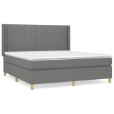 Cumpara ieftin Pat box spring cu saltea, gri inchis, 180x200 cm, textil