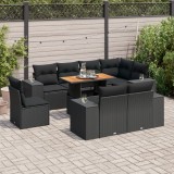 Gossi set mobilier de gradina cu perne, 9 piese, negru, poliratan
