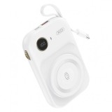 Baterie Externa Wireless XO Design PR270, 10000mAh, 22.5W, QC + PD + FQI, 1 x QI - 1 x USB-A - 1 x USB-C, Alba