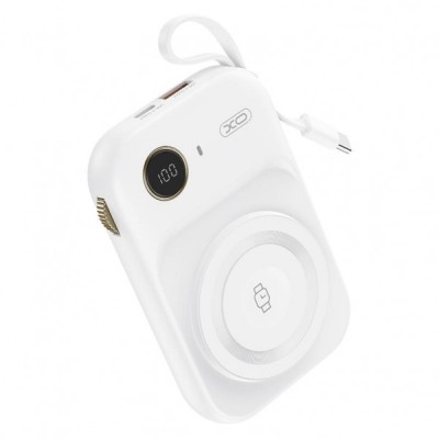 Baterie Externa Wireless XO Design PR270, 10000mAh, 22.5W, QC + PD + FQI, 1 x QI - 1 x USB-A - 1 x USB-C, Alba foto