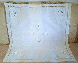 Fata de masa Vintage din bumbac cu broderie cu panglici si bride