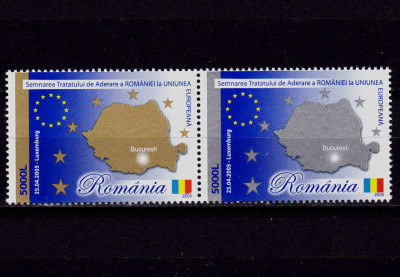 RO 2005 LP 1682 &amp;quot;Tratatul de ad. Romaniei la UE &amp;quot; ,serie cu punte tip I , MNH foto