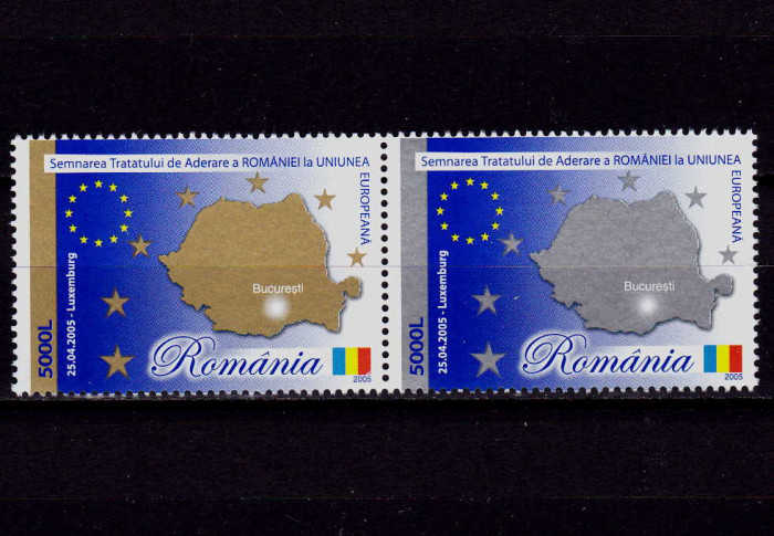 RO 2005 LP 1682 &quot;Tratatul de ad. Romaniei la UE &quot; ,serie cu punte tip I , MNH