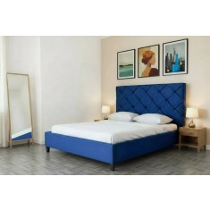 Pat Hypnotic 180x200 cm Tapitat Catifea Albastru Somiera Inclusa (cod ML 1705-19)