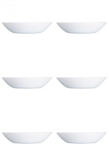 Set farfurii 6 piese, farfurii adanci, opal, albe, diametru 20 cm