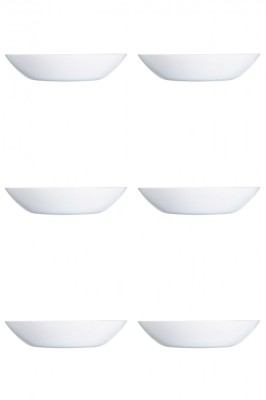 Set farfurii 6 piese, farfurii adanci, opal, albe, diametru 20 cm foto