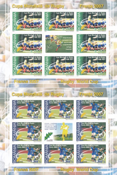 2007 Cupa mondiala de Rugby Franta 2007 LP1784 SET MINICOLI,MNH