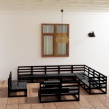 VidaXL Set mobilier de grădină, 13 piese, negru, lemn masiv de pin 3075903