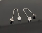 Cumpara ieftin Cercei din Argint 925 cu Lant E i Floare din Zirconiu 7mm , Stil Front-Back