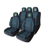 Set Huse Scaune Universale Premium Carguard Personalizate cu Skoda &ndash; Negru/Albastru
