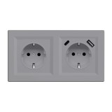 Priză cu &icirc;mpăm&acirc;ntare Nova 16A 250V USB cu cadru gri