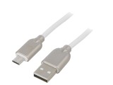 Cablu USB 2.0 A la Micro B 1m Alb Aurit