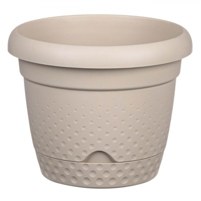 Ghivechi Flori cu Farfurie Incorporata, Plastic, Crem, Capacitate 2.2 l, 18x15 cm foto
