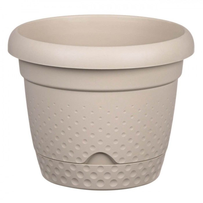 Ghivechi Flori cu Farfurie Incorporata, Plastic, Crem, Capacitate 2.2 l, 18x15 cm