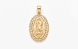 Medalion Oval Fecioara Maria din Argint 925 Aurit cu Zirconii,