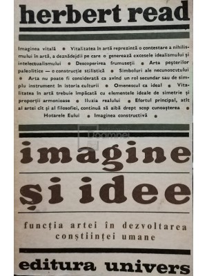 Herbert Read - Imagine și idee (editia 1970) foto