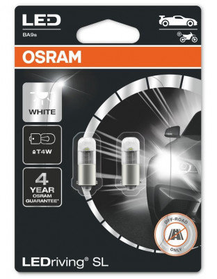 Set 2 Buc Led Osram T4W 12V 0,8W BA9S 6000K Alb LEDriving SL 3893DWP-02B foto