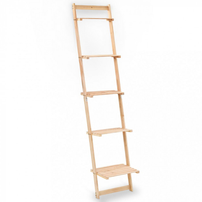 vidaXL Raft de perete tip scară, lemn de cedru, 41,5 x 30 x 176 cm