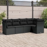 Cumpara ieftin Gossi set mobilier de gradina cu perne, 5 piese, negru, poliratan