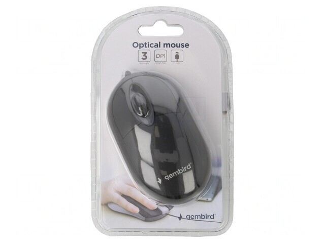 Mouse Optic Negru USB cu Cablul de 1,25m și 3 Butoane