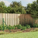 VidaXL Gard plasă de s&acirc;rmă cu țăruși de fixare, verde, 1,1x10 m