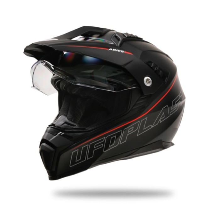 Casca Enduro/ATV UFO Aries negru/rosu cu viziera